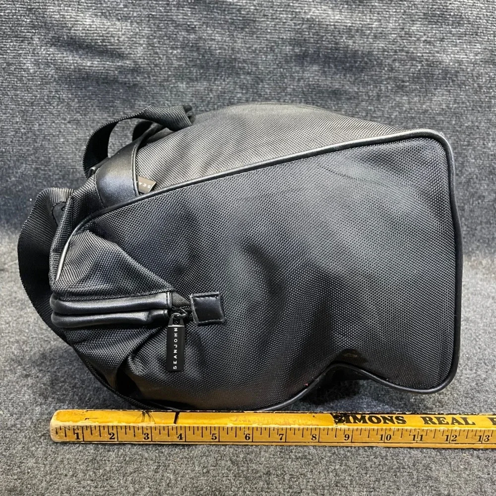 Sean John Mens Large Black Ballistic Nylon Duffle Travel Bag Carry On Weekender